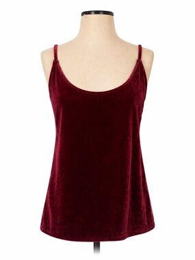 7 For All Mankind Burgundy Velvet Camisole Spaghetti Strap Large Tank Top
